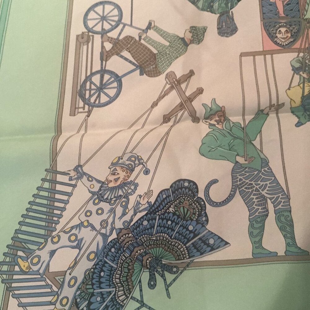 Hermes silk scarf.  "Le Temps de Marionnette" - Picture 3 of 5